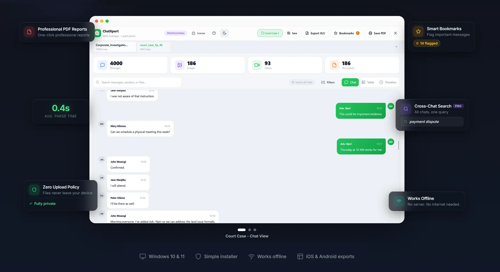 ChatXport desktop app interface